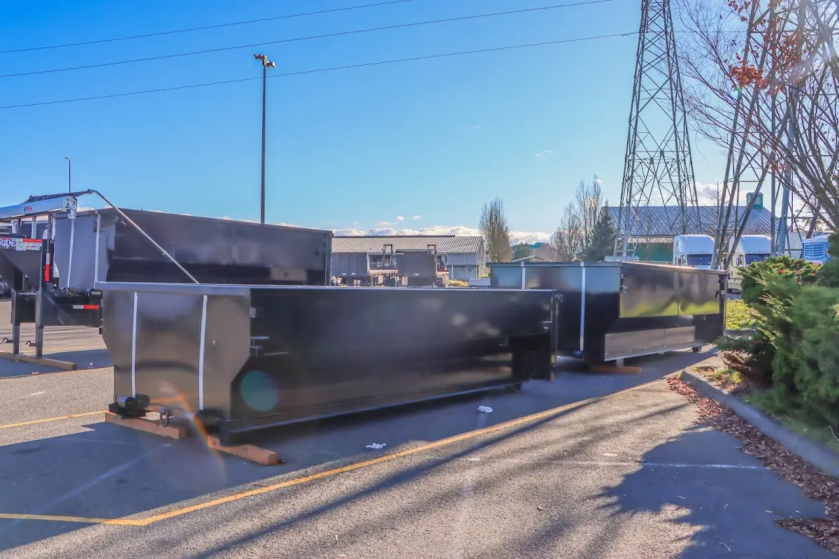 Roll-off dumpster ready for waste disposal at job site for Construction Dumpster Rental in Coventry